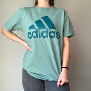 Green adidas Logo Short Sleeved Tee Shirt
